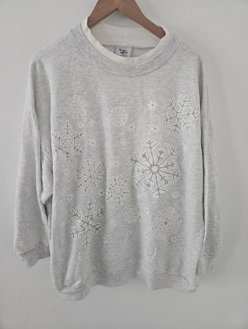 Vintage Nutcracker Snowflake Snowing Glitter Christmas Sweatshirt Womens XXL